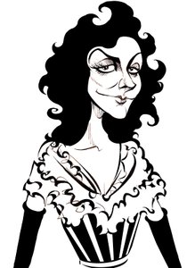 Yvette Guilbert, French actress and cabaret singer, caricature by Neale Osborne